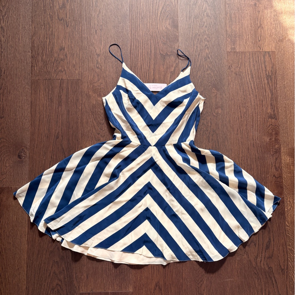 Amanda Uprichard Blue and White Chevron Dress - Picture 2 of 8
